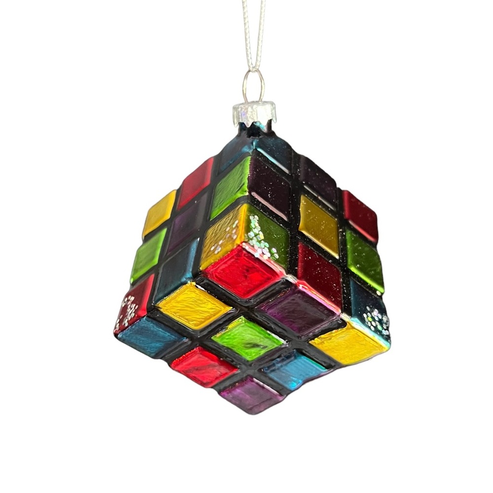 Retro Holiday Colorful Rubik's Cube Ornament